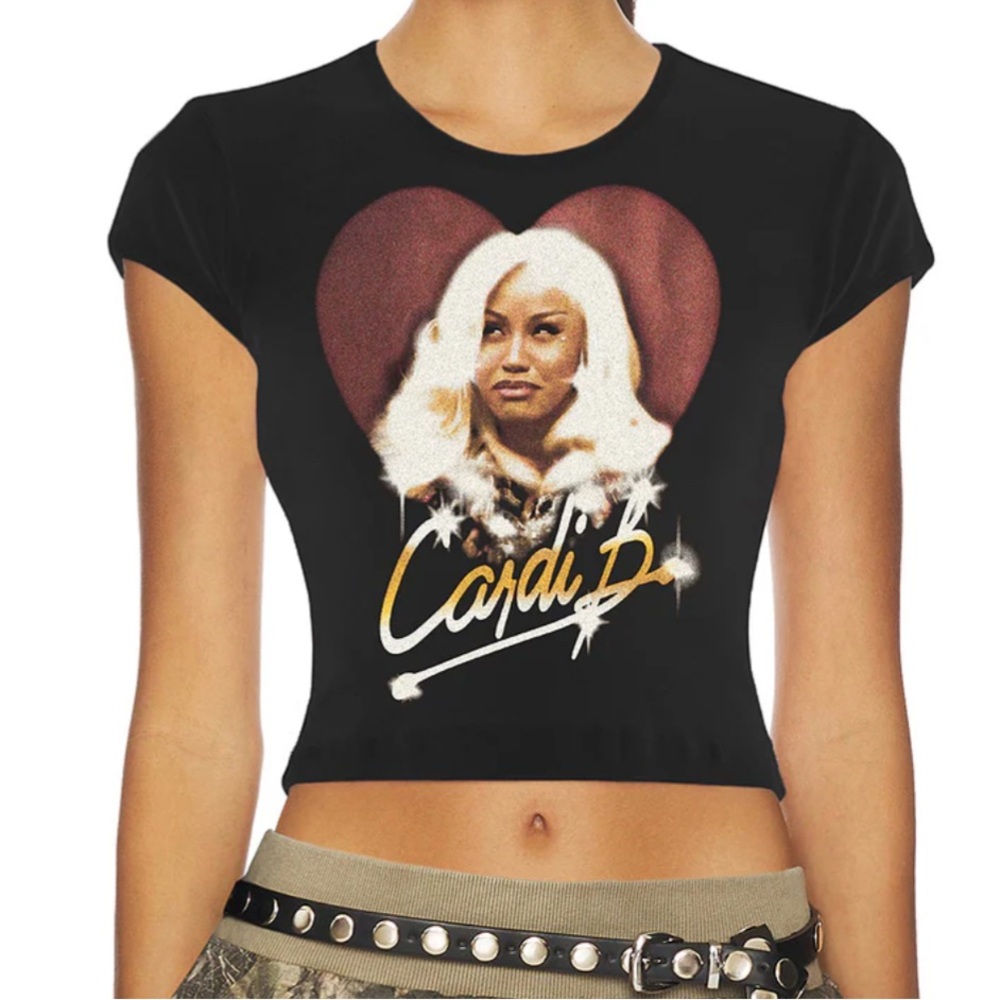 Black Graphic Crop Top